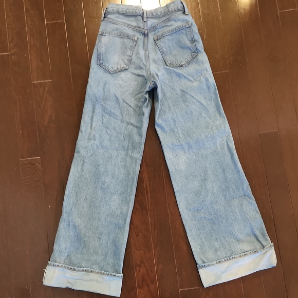 Agolde Blue Wide Leg Cuff Dame Jeans, Size 24 - Picture 3 of 4